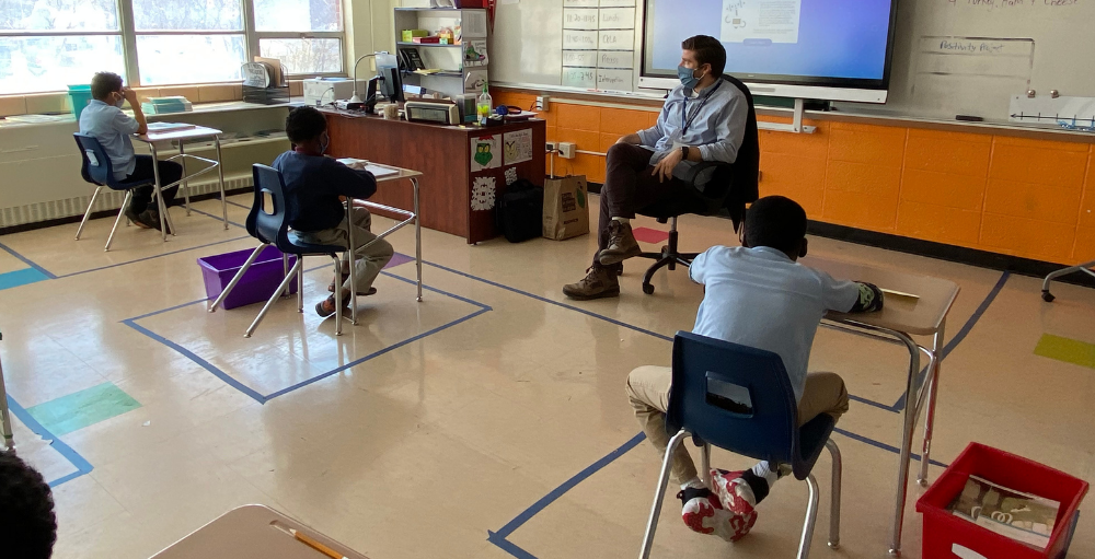 Syracuse Academy of Science and Citizenship elementary school 3rd grade teacher, Mr. Roney shares an important lesson with his students. Syracuse Academy of Science and Citizenship elementary school 3rd grade teacher, Mr. Roney shares an important lesson with his students.
