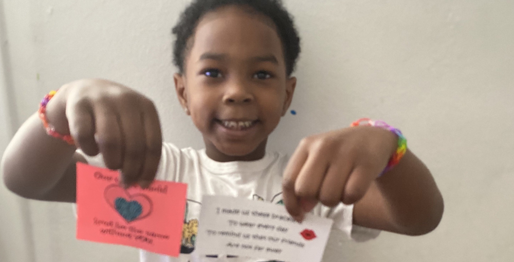 A Syracuse Academy of Science and Citizenship student models their friendship bracelets that were mailed to them by their teachers! A Syracuse Academy of Science and Citizenship student models their friendship bracelets that were mailed to them by their teachers!
